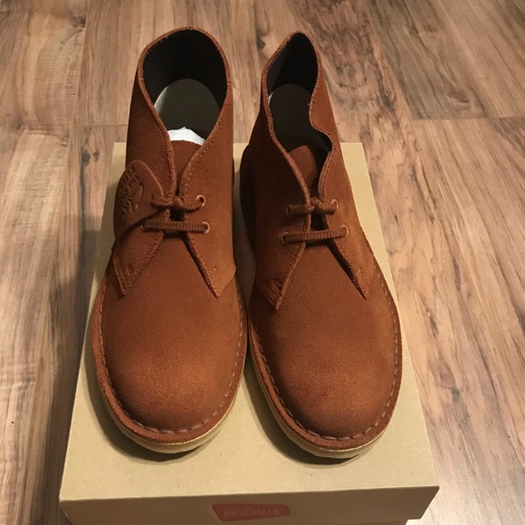 clarks desert boots womens orange